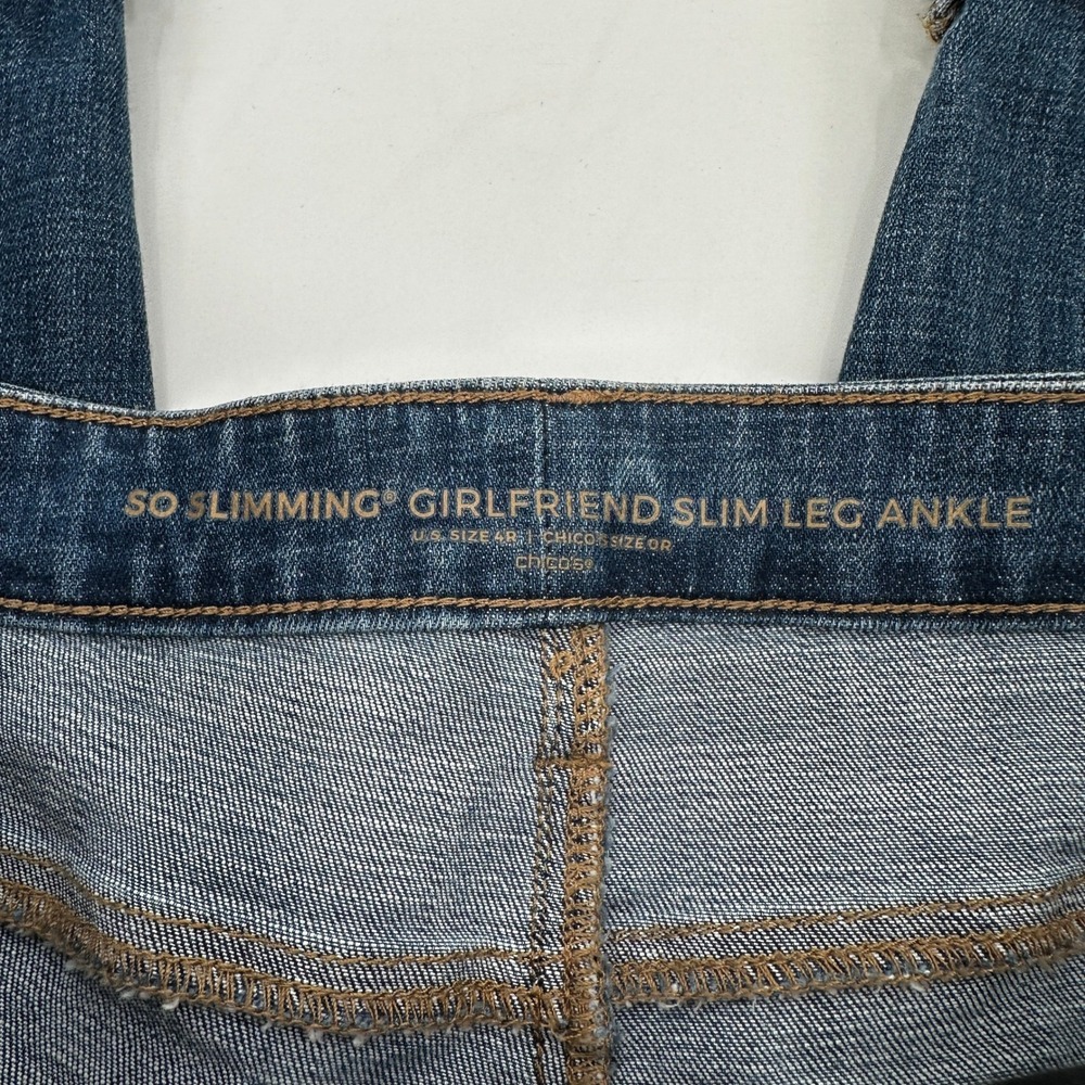 Chicos So Slimming Girlfriend Slim Leg Ankle Jeans Embroidered Floral Cottage 4 - Picture 3 of 10